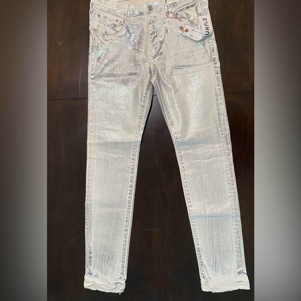 Purple Brand Jeans white metalic P001